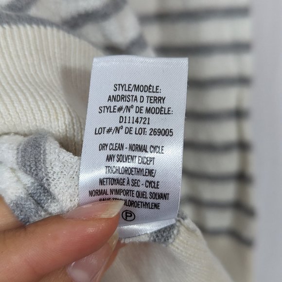 Theory Striped Grey White Crewneck Sweater Size Large - Picture 8 of 12